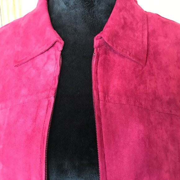 Fiorlini International Bomber Jacket: Vintage Zip-Up Shirt Jacket Magenta Size M - Picture 4 of 8